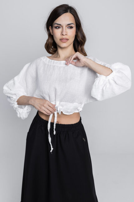Lněný stahovací top MARIA